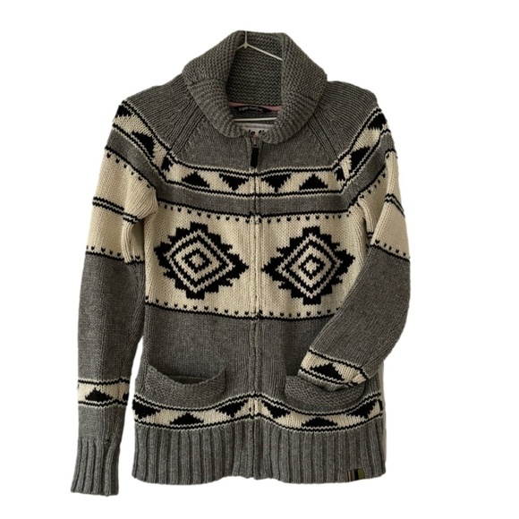 Triple Five Soul full zip Cowichan style sweater wool blend size small - Picture 1 of 12